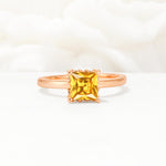 Princess Cut Citrine Hidden Halo Engagement Ring - Additional view