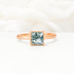 Princess Cut Moss Agate Hidden Halo Engagement Ring - Additional view