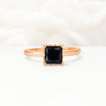Princess Cut Black Onyx Hidden Halo Engagement Ring - Additional view