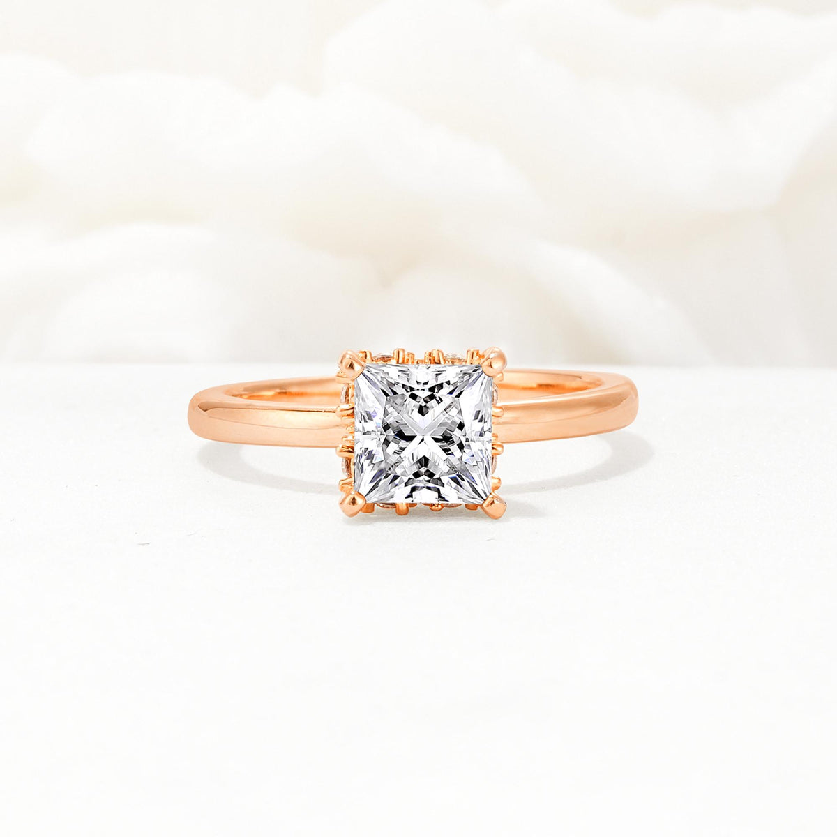 Princess Cut Lab Diamond Hidden Halo Engagement Ring - Additional view