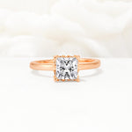 Princess Cut Lab Diamond Hidden Halo Engagement Ring - Additional view
