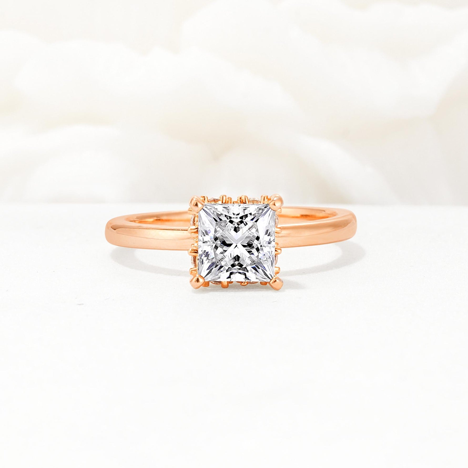 Princess Cut Lab Diamond Hidden Halo Engagement Ring - Additional view