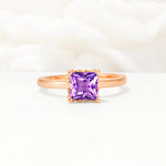 Princess Cut Amethyst Hidden Halo Engagement Ring - Additional view