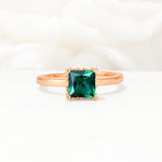 Princess Cut Emerald Hidden Halo Engagement Ring - Additional view