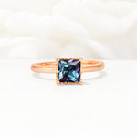 Princess Cut Alexandrite Hidden Halo Engagement Ring - Additional view