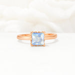 Princess Cut Moonstone Hidden Halo Engagement Ring - Additional view