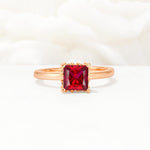 Princess Cut Ruby Hidden Halo Engagement Ring - Additional view