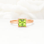 Princess Cut Peridot Hidden Halo Engagement Ring - Additional view