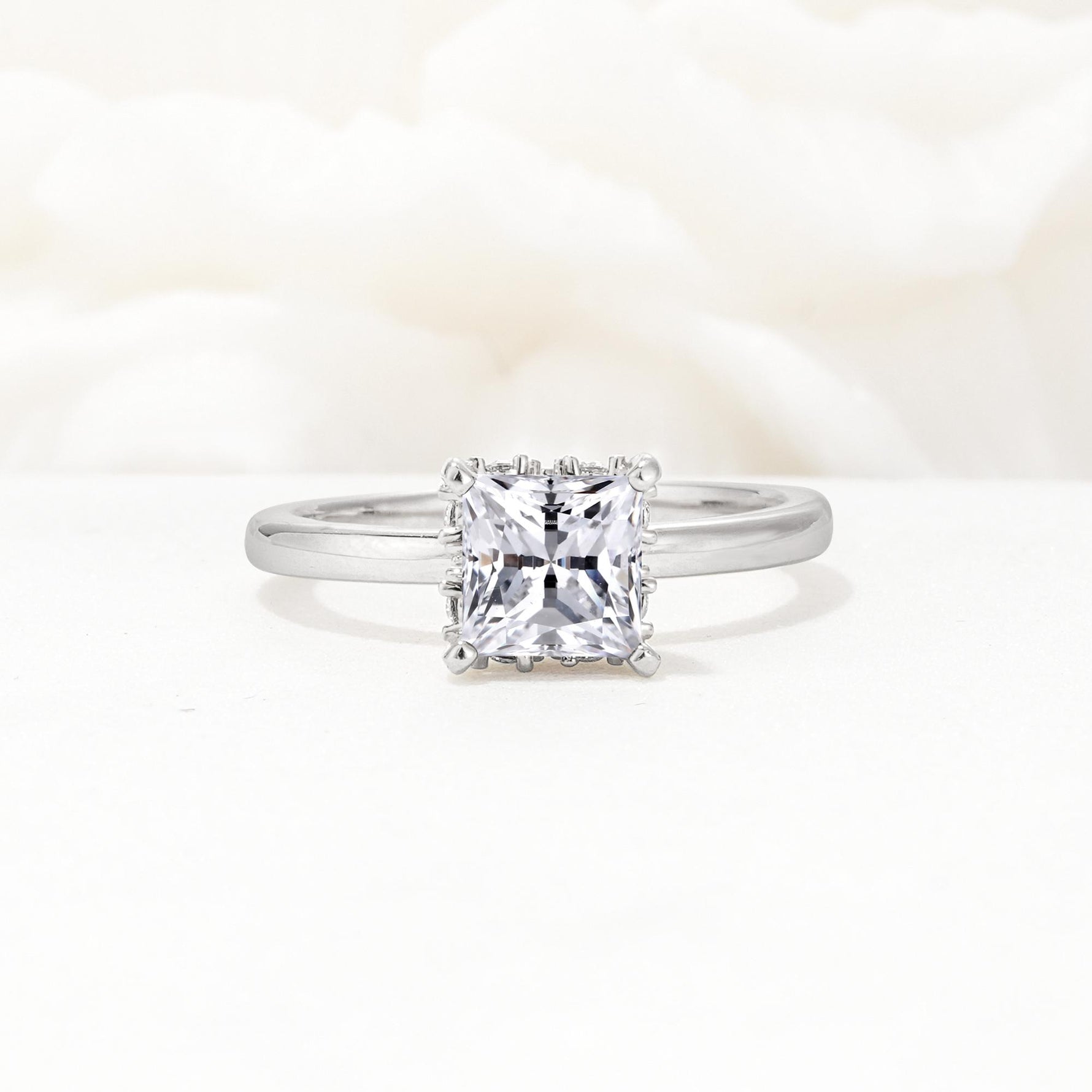 Princess Cut Moissanite Hidden Halo Engagement Ring - Additional view
