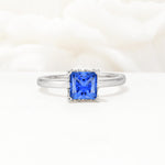 Princess Cut Sapphire Hidden Halo Engagement Ring - Additional view