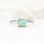Princess Cut Fire Opal Hidden Halo Engagement Ring - Additional view