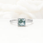 Princess Cut Moss Agate Hidden Halo Engagement Ring - Additional view