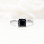 Princess Cut Black Onyx Hidden Halo Engagement Ring - Additional view