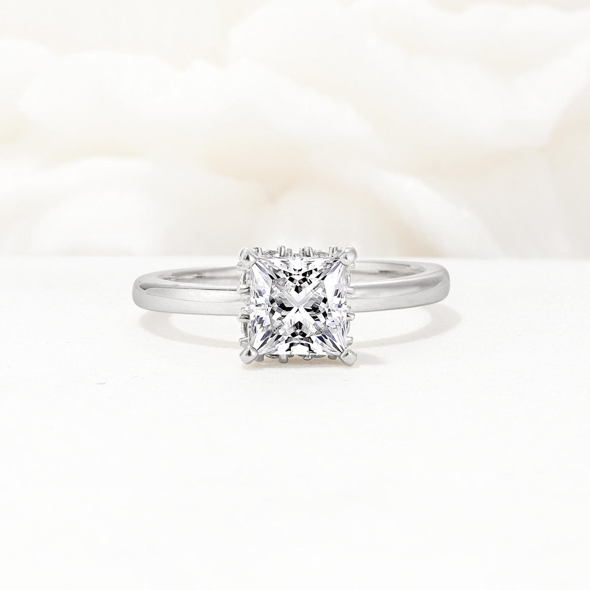 Princess Cut Lab Diamond Hidden Halo Engagement Ring - Additional view