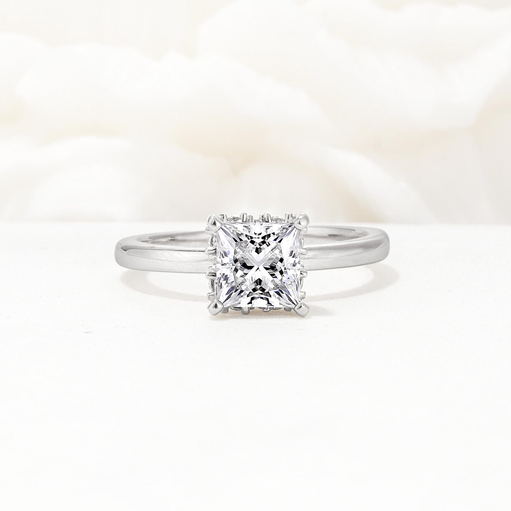 Princess Cut Lab Diamond Hidden Halo Engagement Ring - Additional view