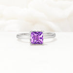 Princess Cut Amethyst Hidden Halo Engagement Ring - Additional view