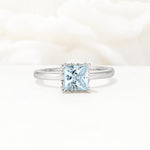 Princess Cut Aquamarine Hidden Halo Engagement Ring - Additional view