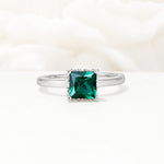 Princess Cut Emerald Hidden Halo Engagement Ring - Additional view