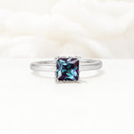 Princess Cut Alexandrite Hidden Halo Engagement Ring - Additional view