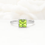 Princess Cut Peridot Hidden Halo Engagement Ring - Additional view