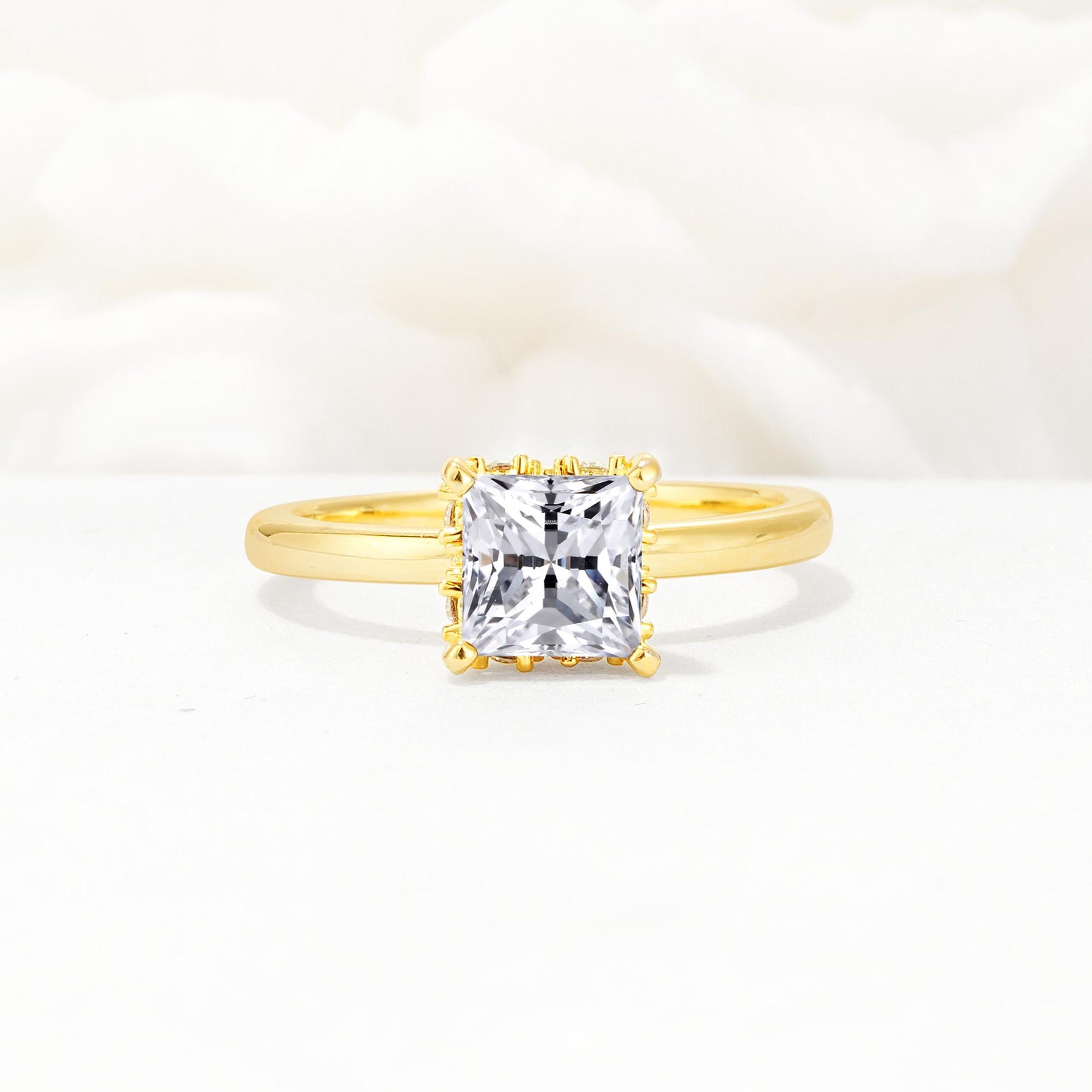 Princess Cut Moissanite Hidden Halo Engagement Ring - Additional view