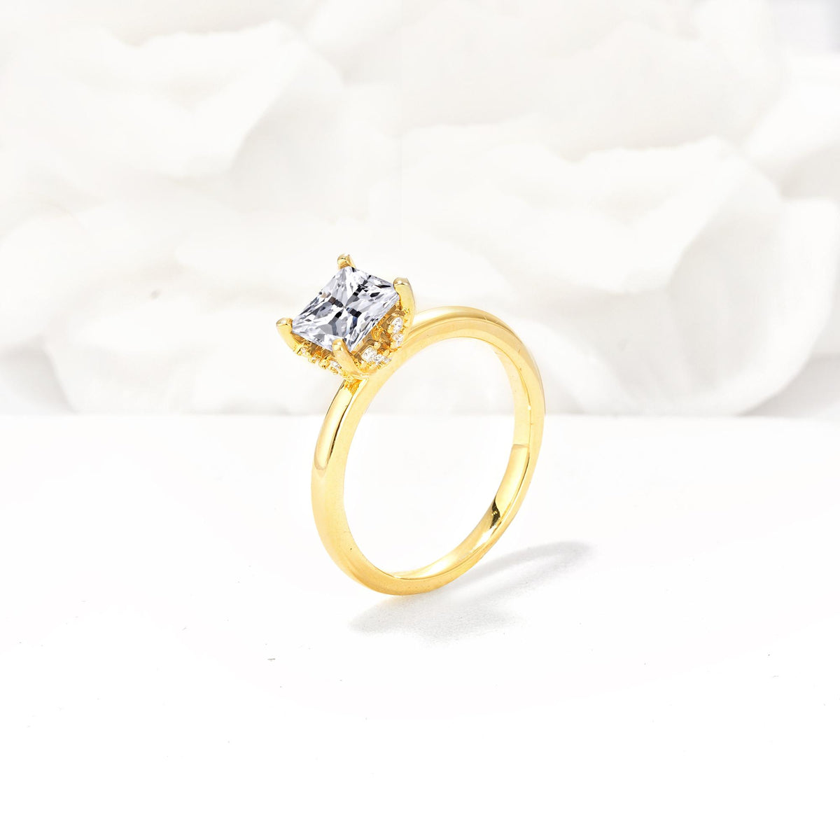 Princess Cut Moissanite Hidden Halo Engagement Ring - Additional view