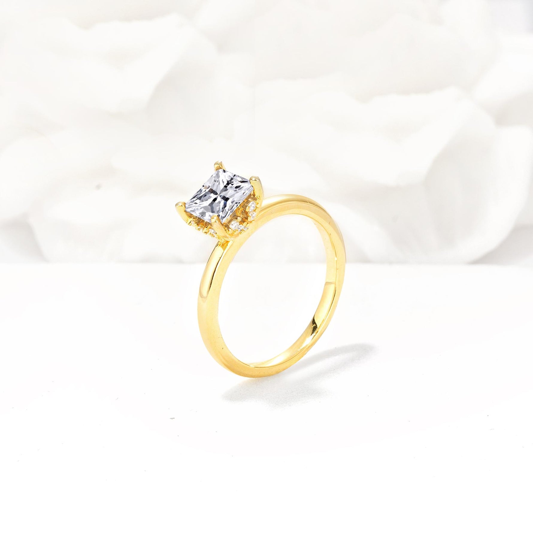 Princess Cut Moissanite Hidden Halo Engagement Ring - Additional view
