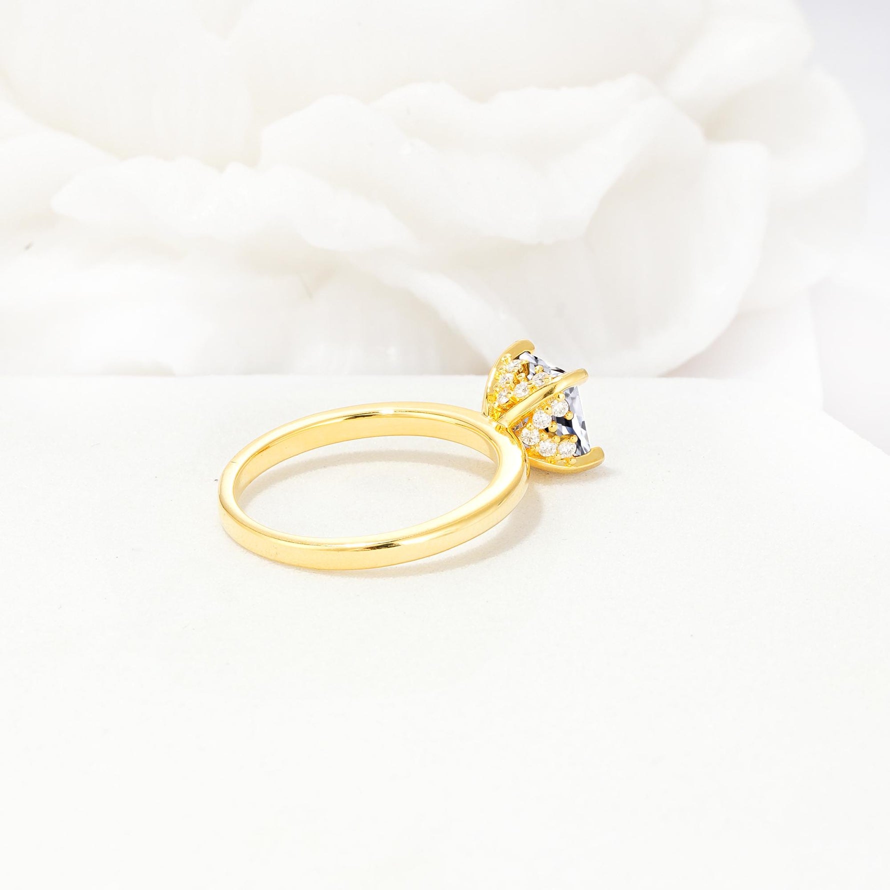Princess Cut Moissanite Hidden Halo Engagement Ring - Additional view