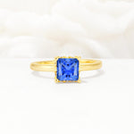 Princess Cut Sapphire Hidden Halo Engagement Ring - Additional view