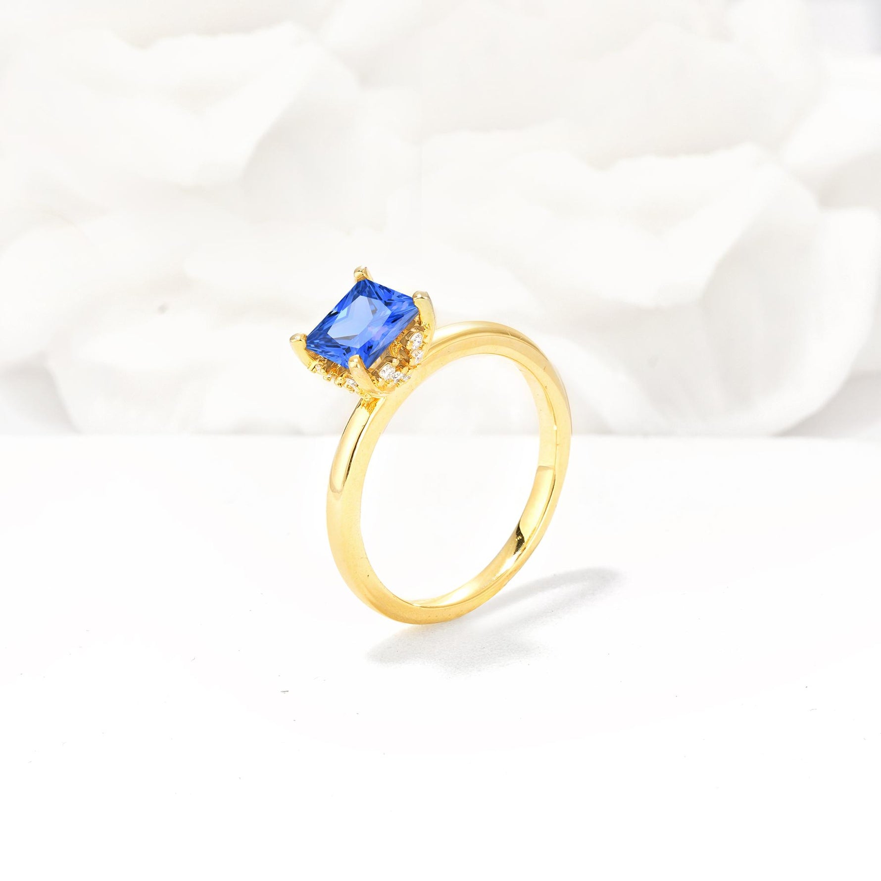 Princess Cut Sapphire Hidden Halo Engagement Ring - Additional view