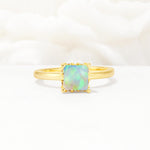 Princess Cut Fire Opal Hidden Halo Engagement Ring - Additional view