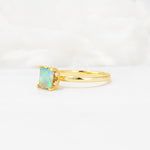 Princess Cut Fire Opal Hidden Halo Engagement Ring - Additional view