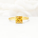Princess Cut Citrine Hidden Halo Engagement Ring - Additional view