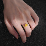 Princess Cut Citrine Hidden Halo Engagement Ring - Additional view