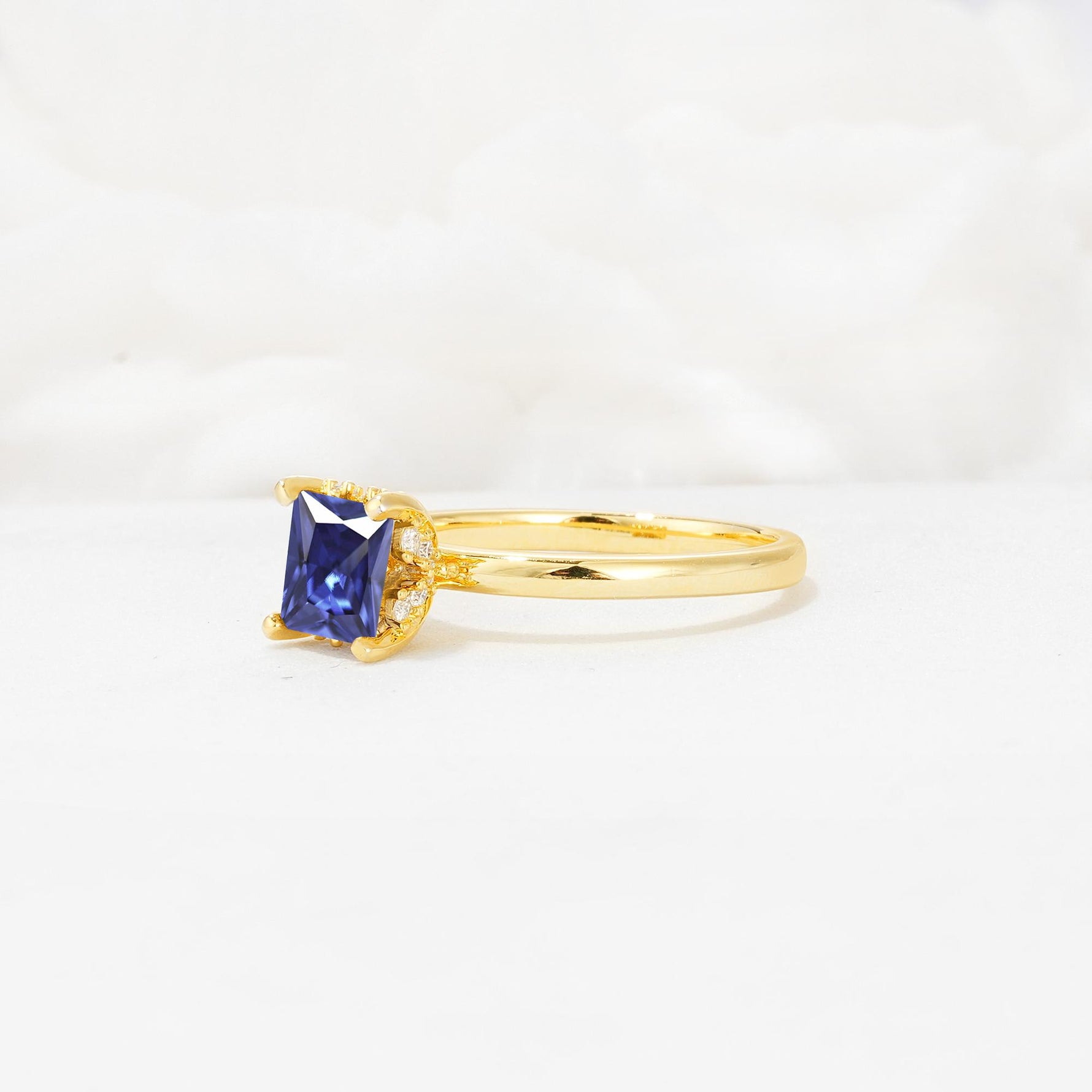 Princess Cut Tanzanite Hidden Halo Engagement Ring - Additional view