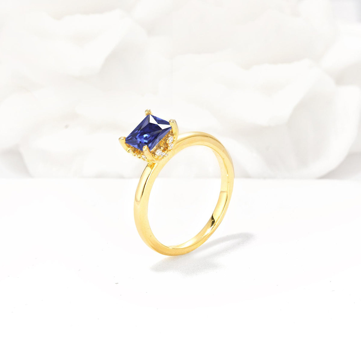 Princess Cut Tanzanite Hidden Halo Engagement Ring - Additional view
