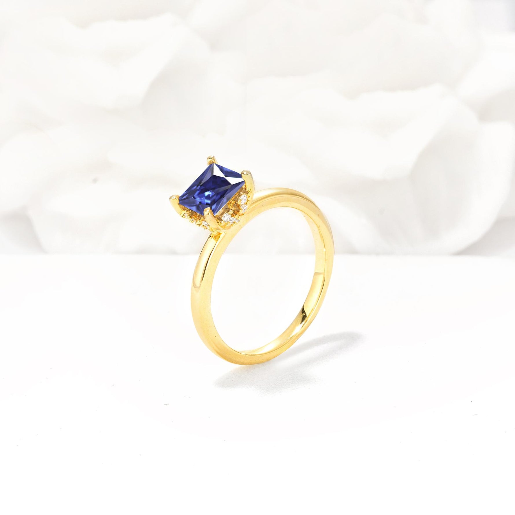 Princess Cut Tanzanite Hidden Halo Engagement Ring - Additional view