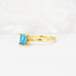 Princess Cut Turquoise Hidden Halo Engagement Ring - Additional view