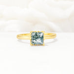 Princess Cut Moss Agate Hidden Halo Engagement Ring - Additional view