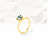 Princess Cut Moss Agate Hidden Halo Engagement Ring - Additional view