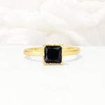 Princess Cut Black Onyx Hidden Halo Engagement Ring - Additional view