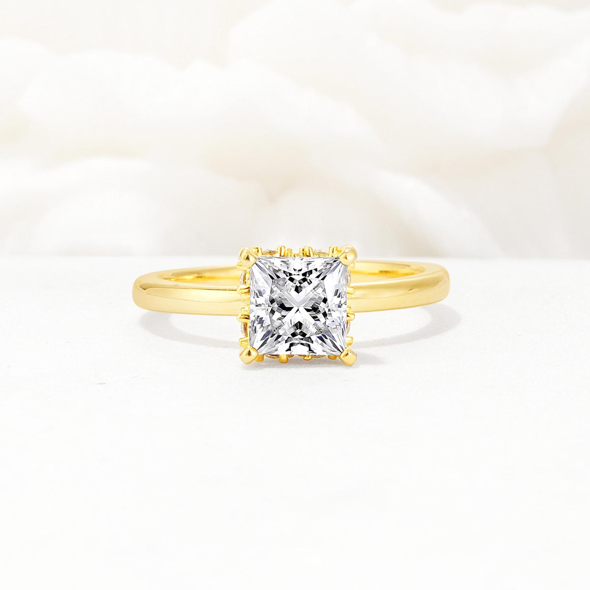 Princess Cut Lab Diamond Hidden Halo Engagement Ring - Additional view