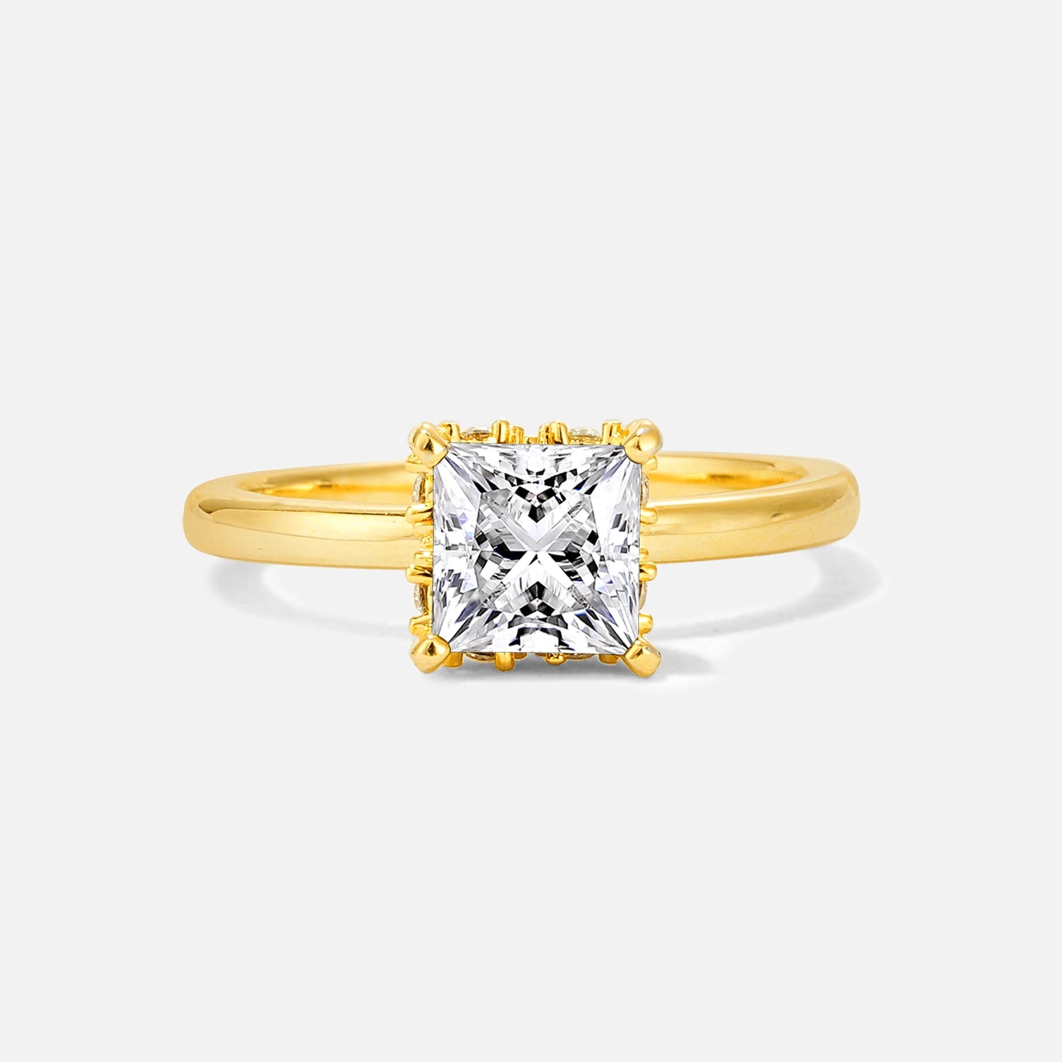Princess Cut Lab-Grown Diamond Hidden Halo Engagement Ring