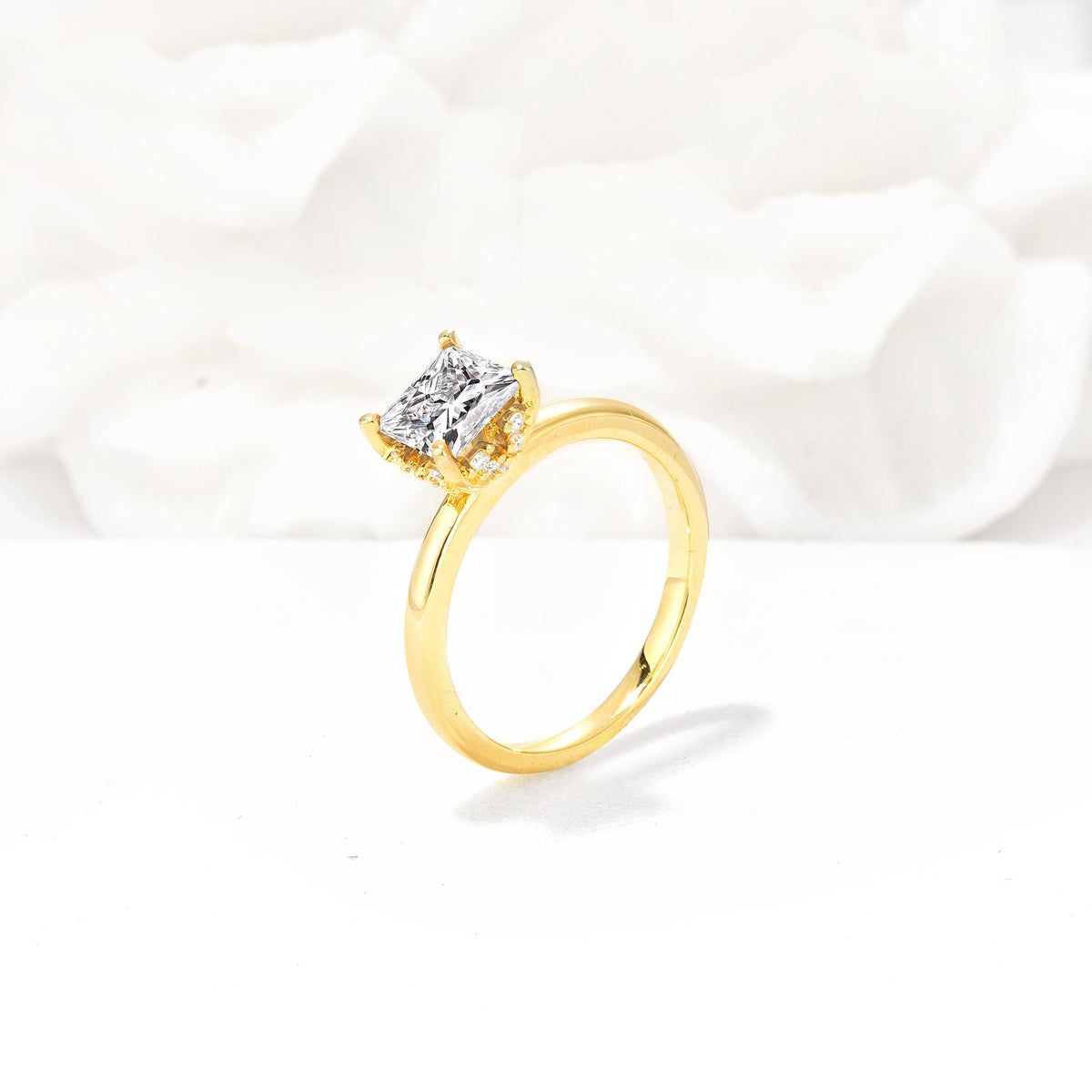 Princess Cut Lab Diamond Hidden Halo Engagement Ring - Additional view