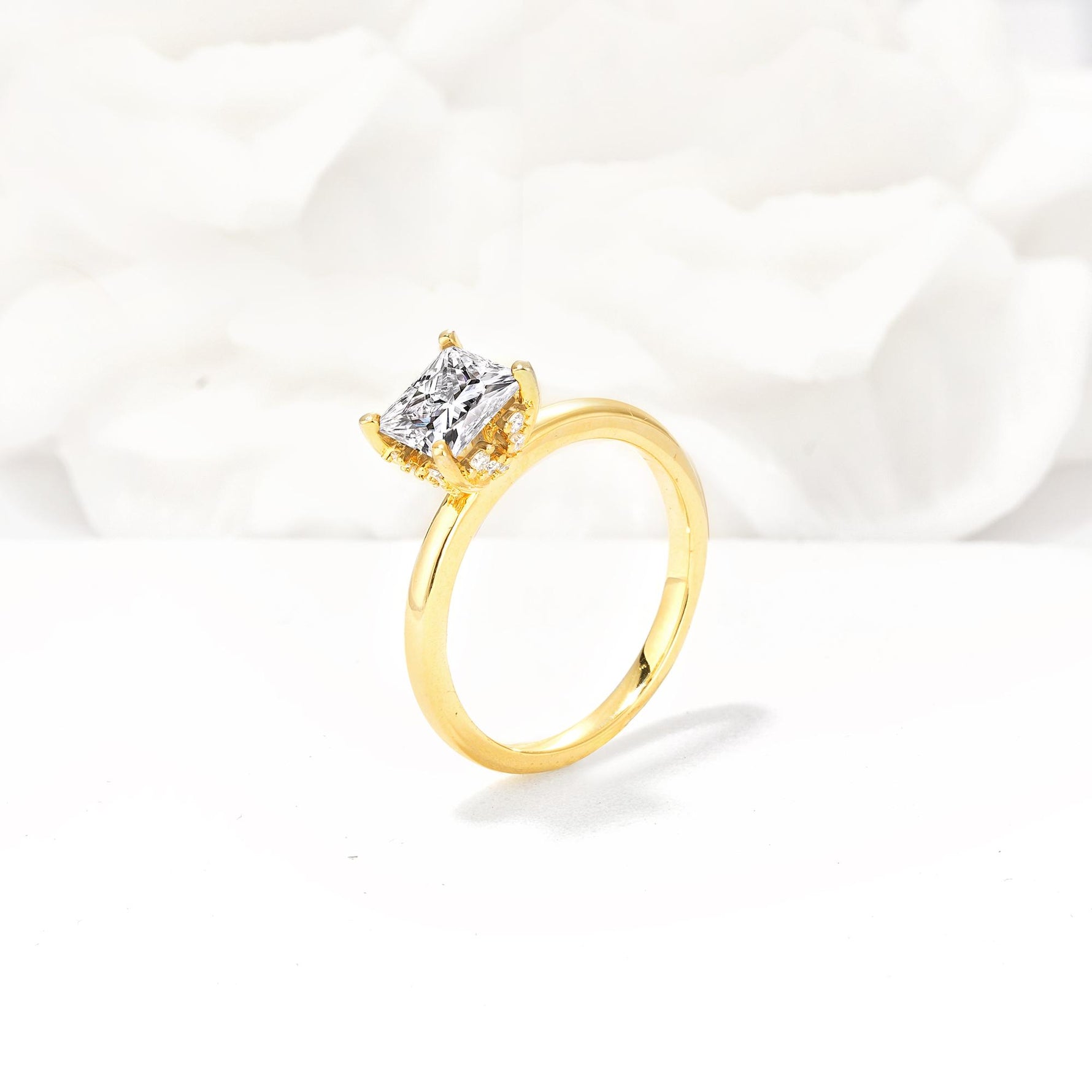 Princess Cut Lab Diamond Hidden Halo Engagement Ring - Additional view