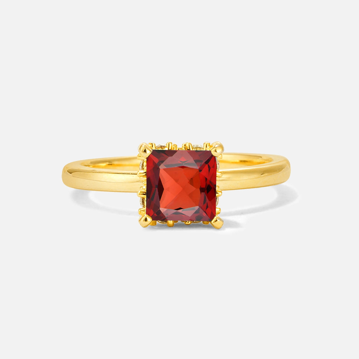 Princess Cut Garnet Hidden Halo Engagement Ring
