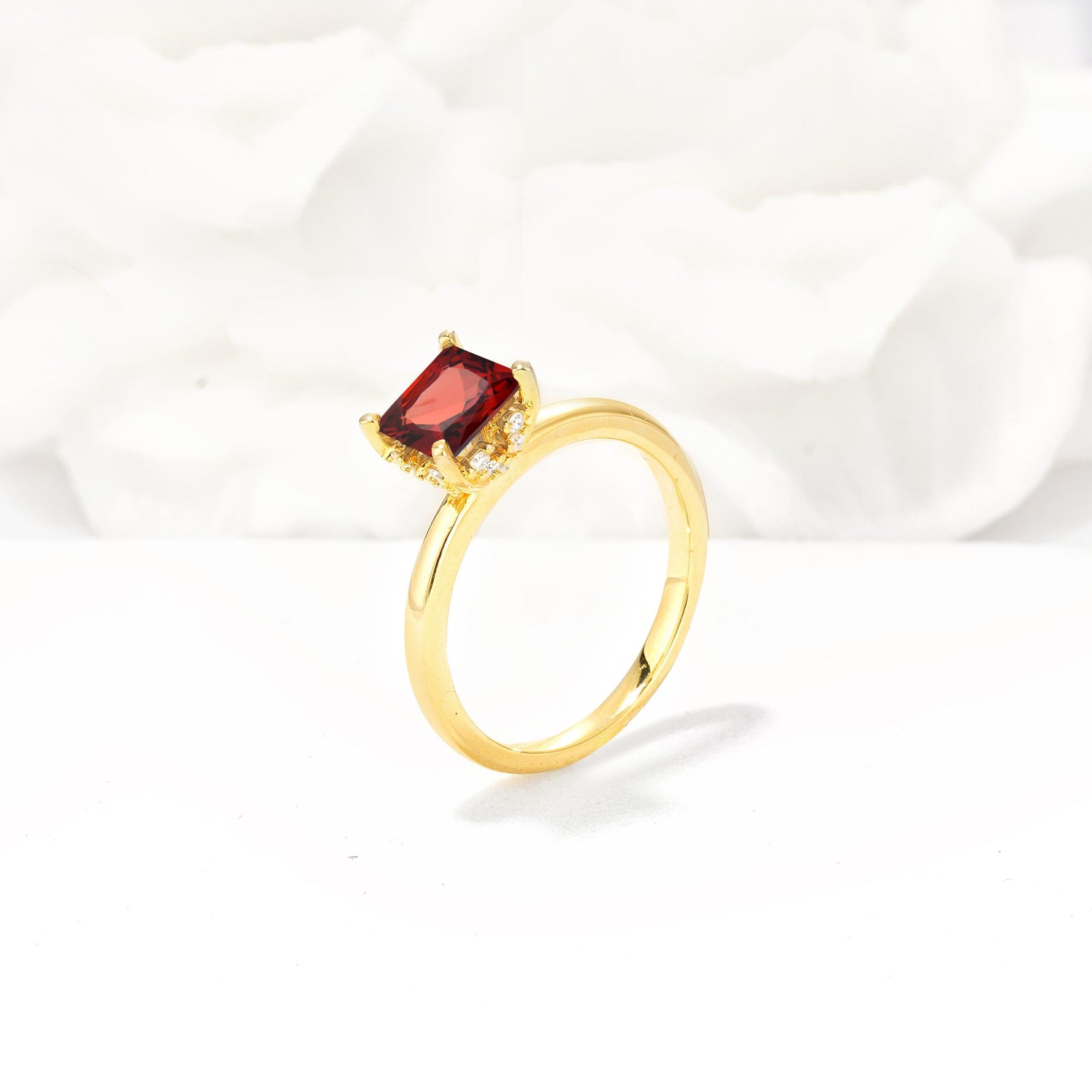 Princess Cut Garnet Hidden Halo Engagement Ring - Additional view