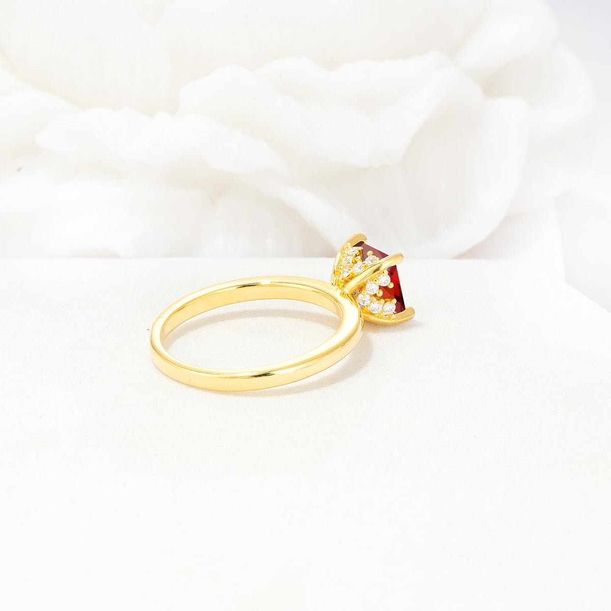 Princess Cut Garnet Hidden Halo Engagement Ring - Additional view