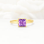 Princess Cut Amethyst Hidden Halo Engagement Ring - Additional view