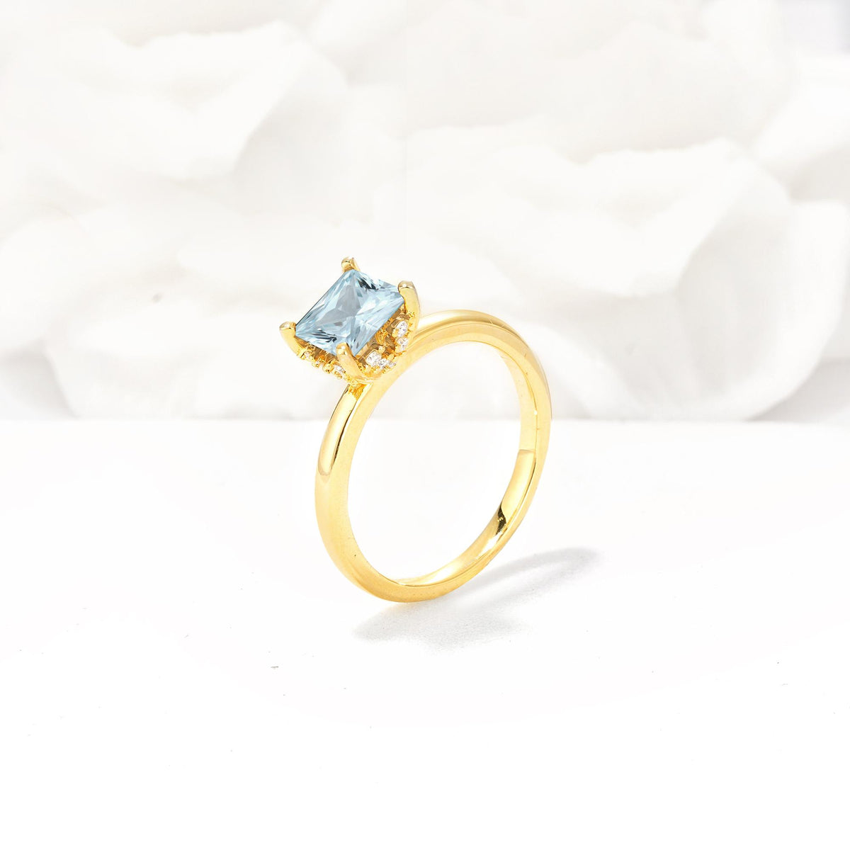 Princess Cut Aquamarine Hidden Halo Engagement Ring - Additional view